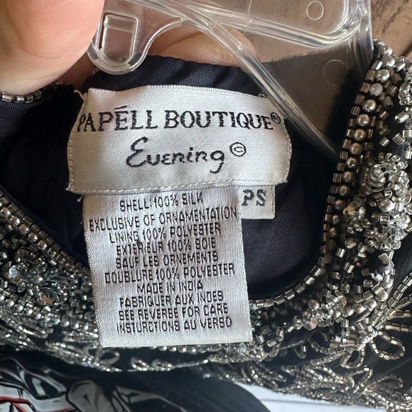 RARE Beautiful Papell Boutique Silk Beaded Evening Blouse size Small Petite - Picture 6 of 7